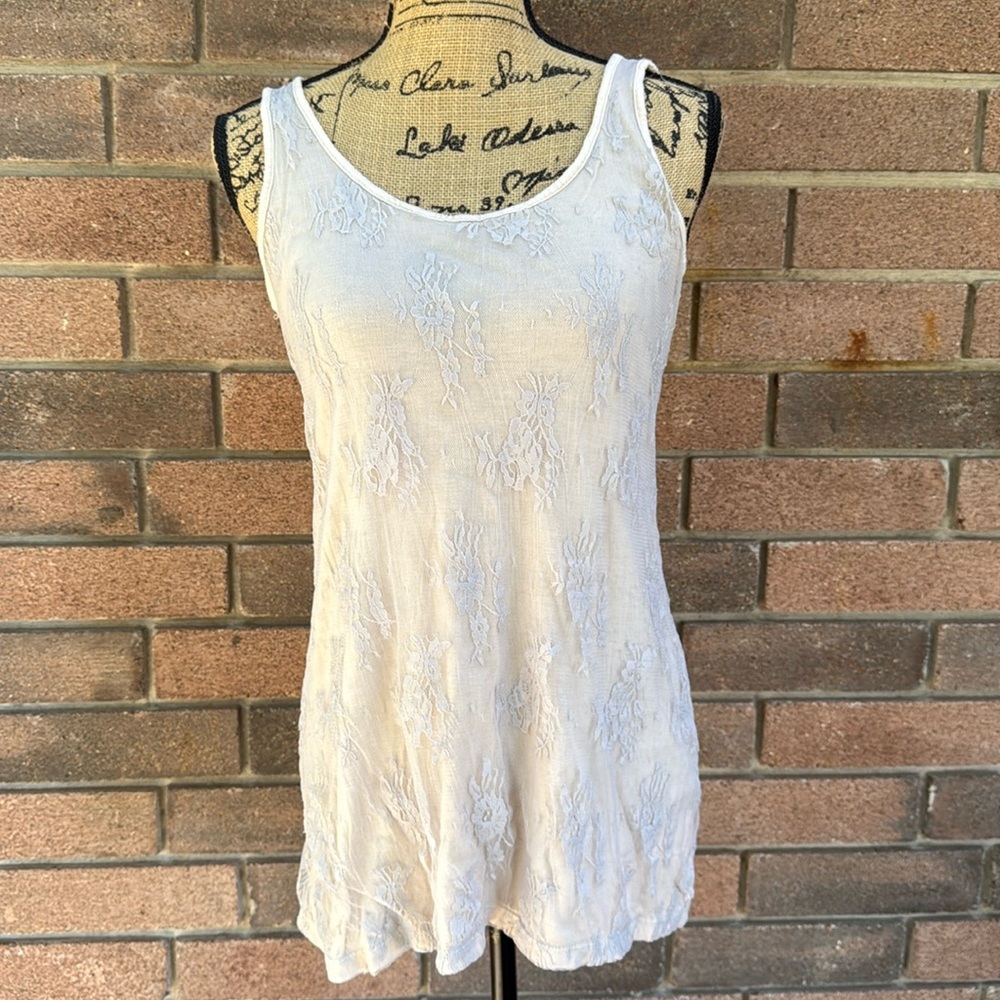Miami Lace Tank top Floral Cream Size Medium